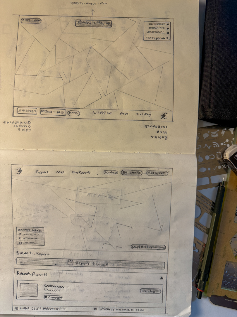 Sketching RAPIDA's map interface before writing a line of code.